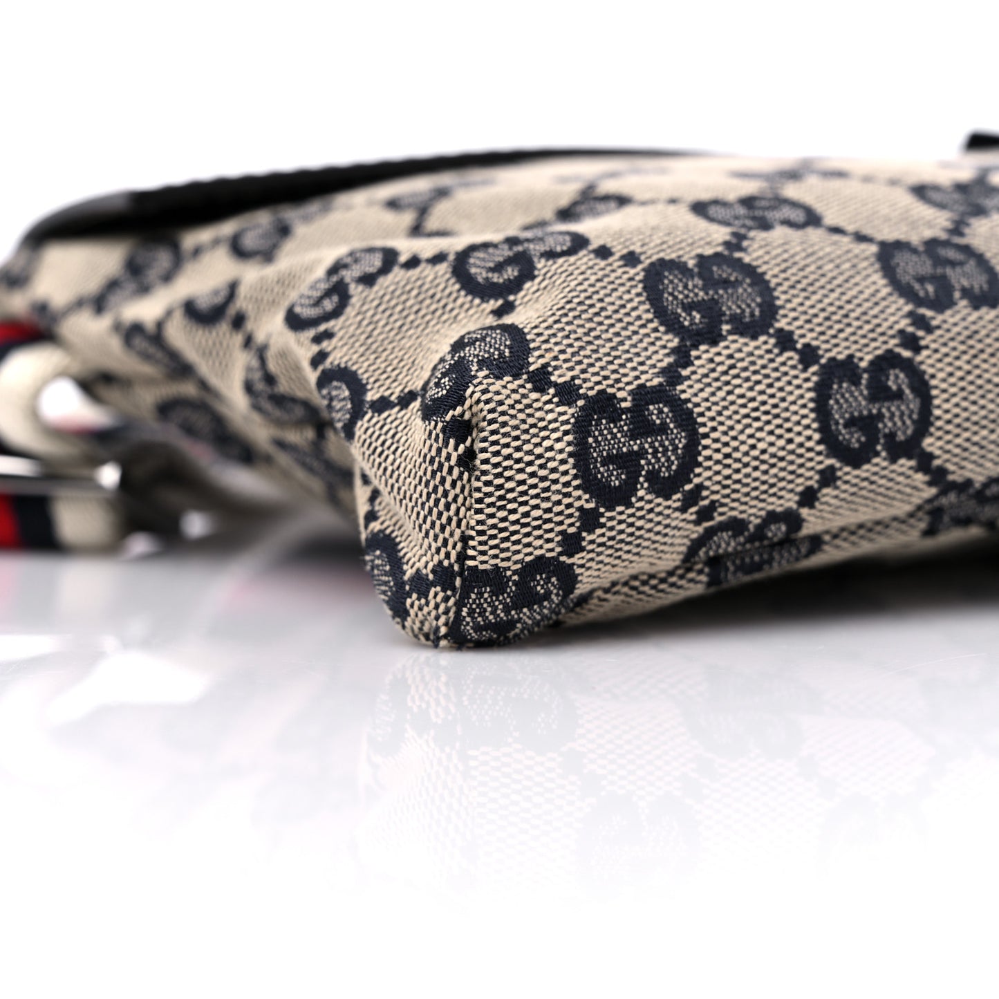 GG Monogram Web Double Pocket Belt Bag Navy