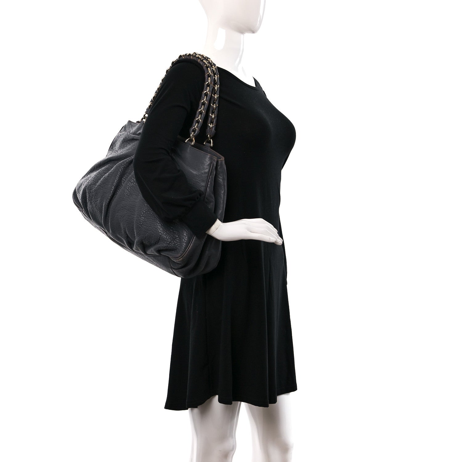 Fendi Crinkled Lambskin Mia Tote Blue 2 of 12