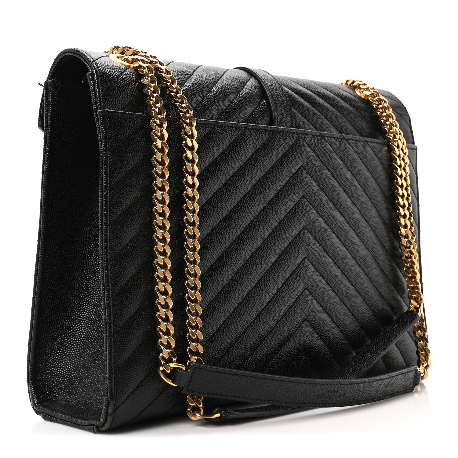 Saint Laurent Grain De Poudre Matelasse Chevron Large Monogram Satchel Black 3 of 10