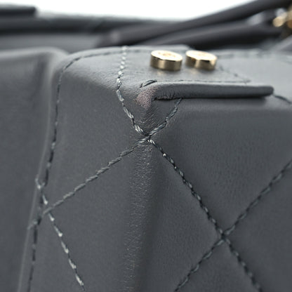 Chanel Calfskin Quilted Studded Square Vanity Case Grey 11 of 11