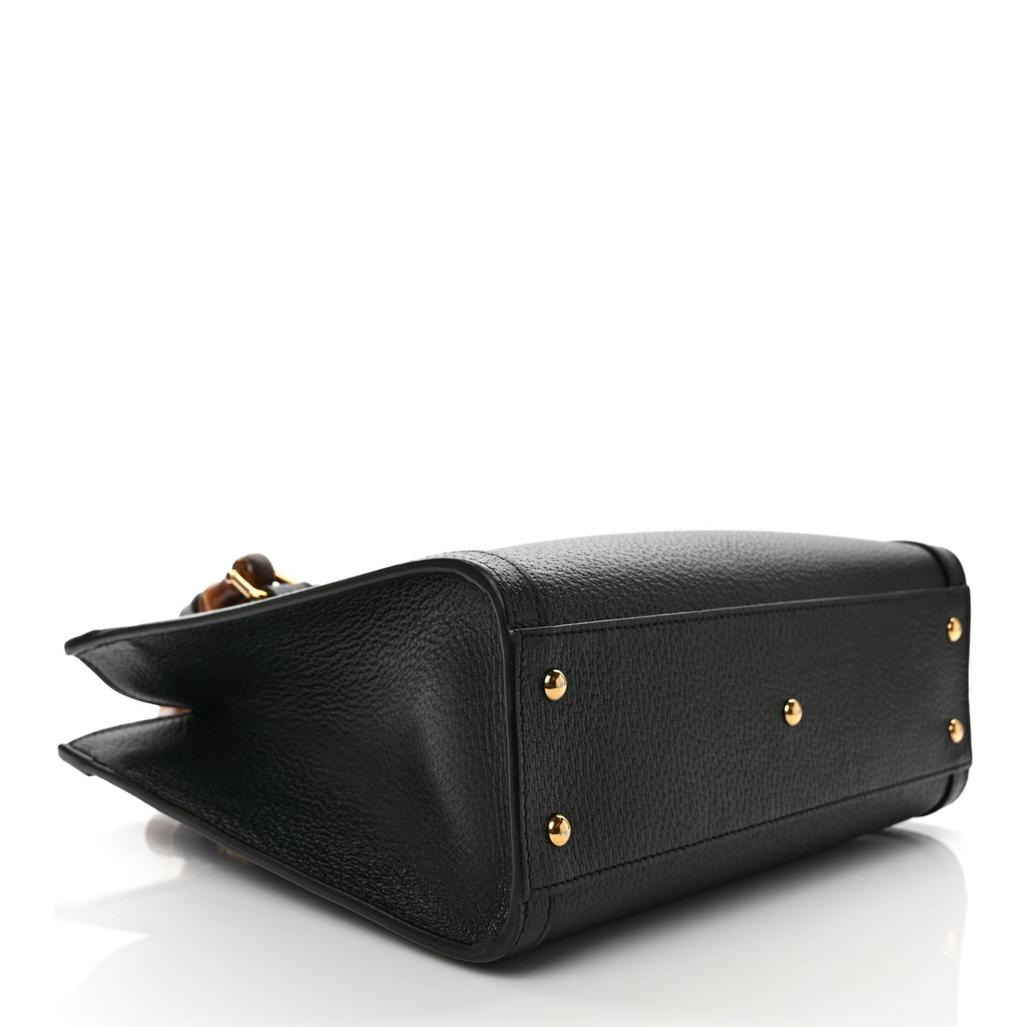 Textured Dollar Calfskin Web Small Diana Tote Bag Black Dusty Grey