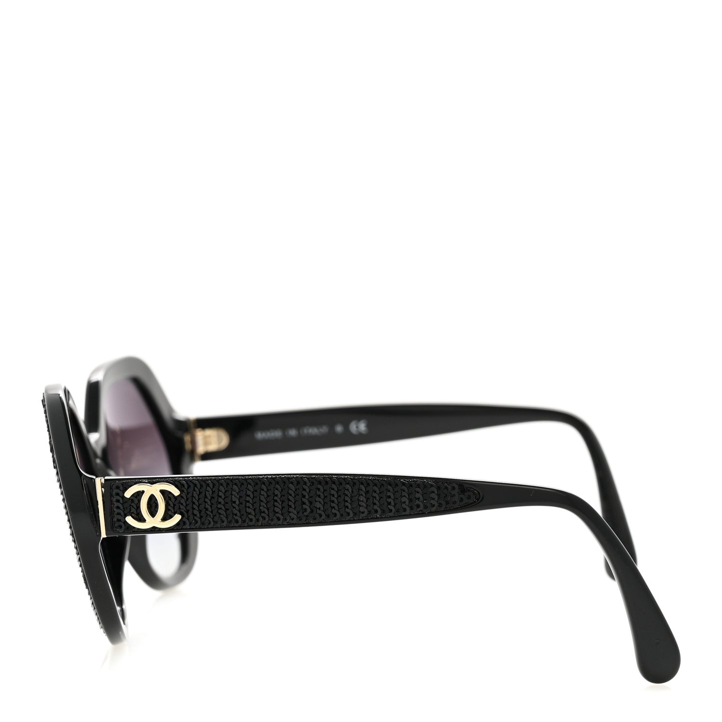 Acetate Sequin Round Sunglasses 5451-A Black