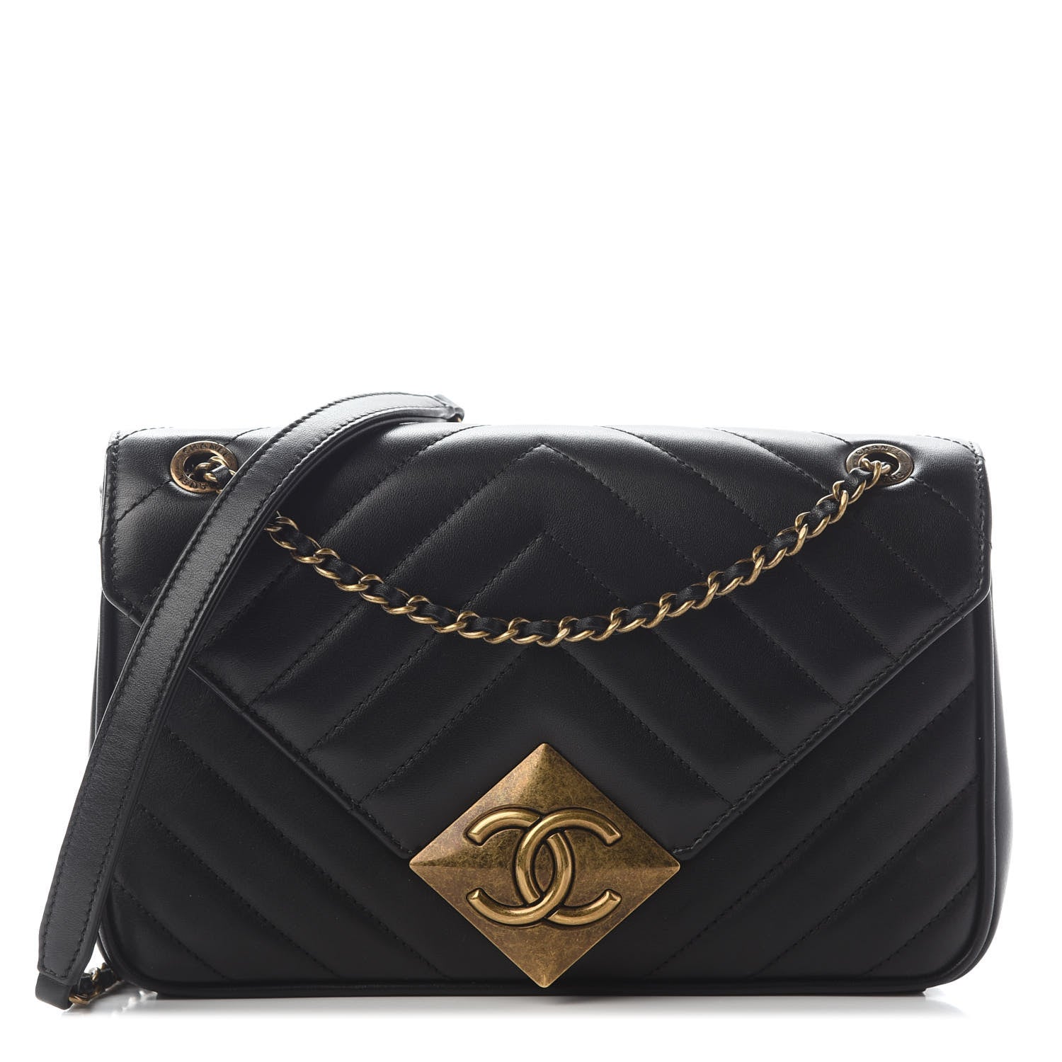 Chanel Lambskin Chevron Quilted Small Pyramid CC Flap Black 1 of 7