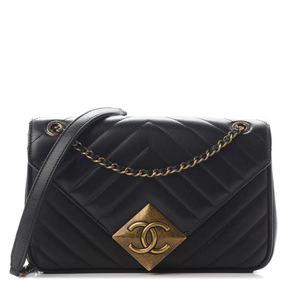 Chanel Lambskin Chevron Quilted Small Pyramid CC Flap Black 1 of 7