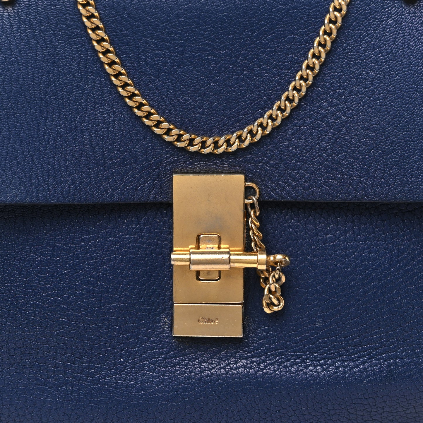 Grained Lambskin Drew Shoulder Bag Royal Navy