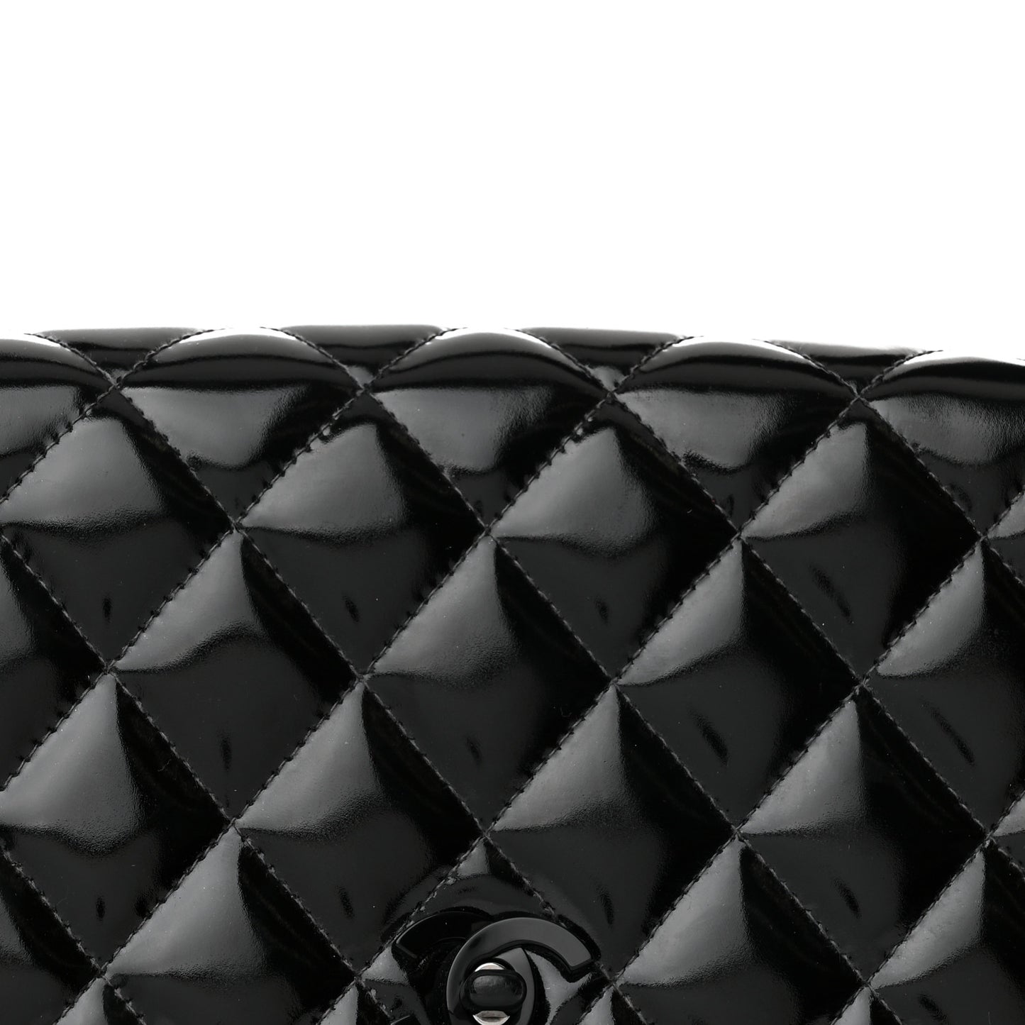 Patent Quilted Shoulder Flap Bag Black