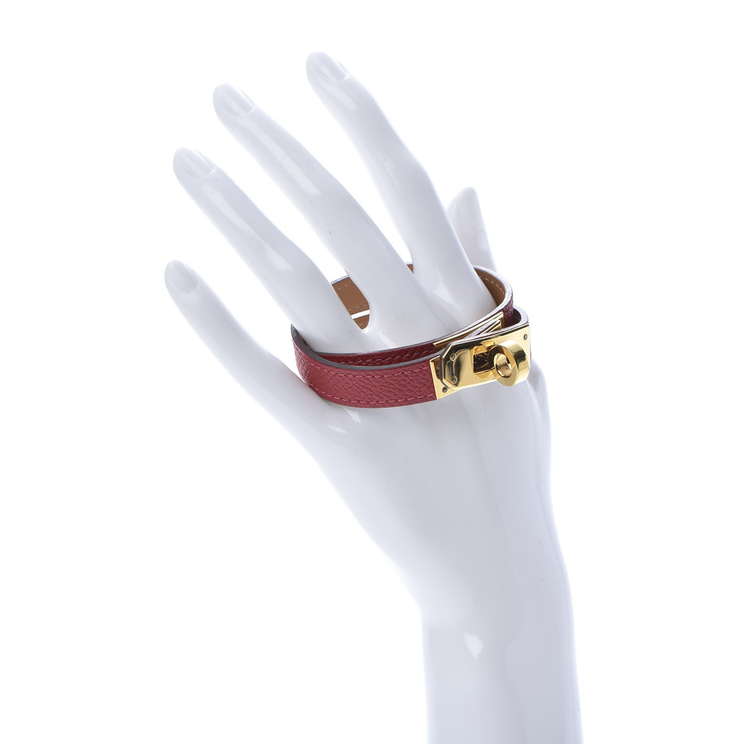 Hermes Epsom Kelly Double Tour Bracelet S Rouge Casaque 2 of 6