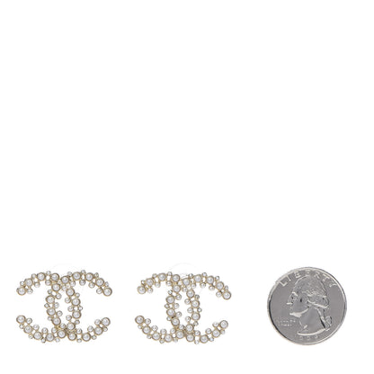 Chanel Pearl Crystal CC Earrings Gold 2 of 5