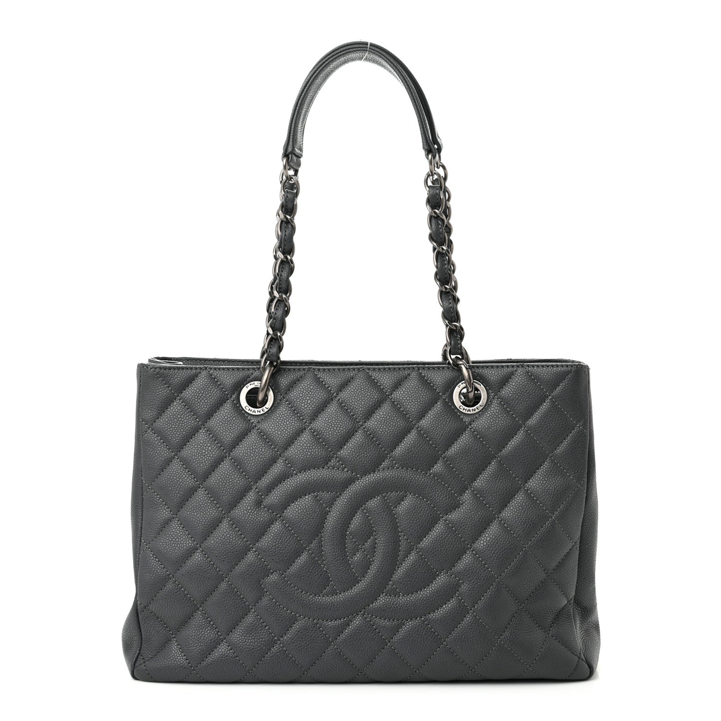 Caviar Quilted Grand Shopping Tote GST Dark Grey