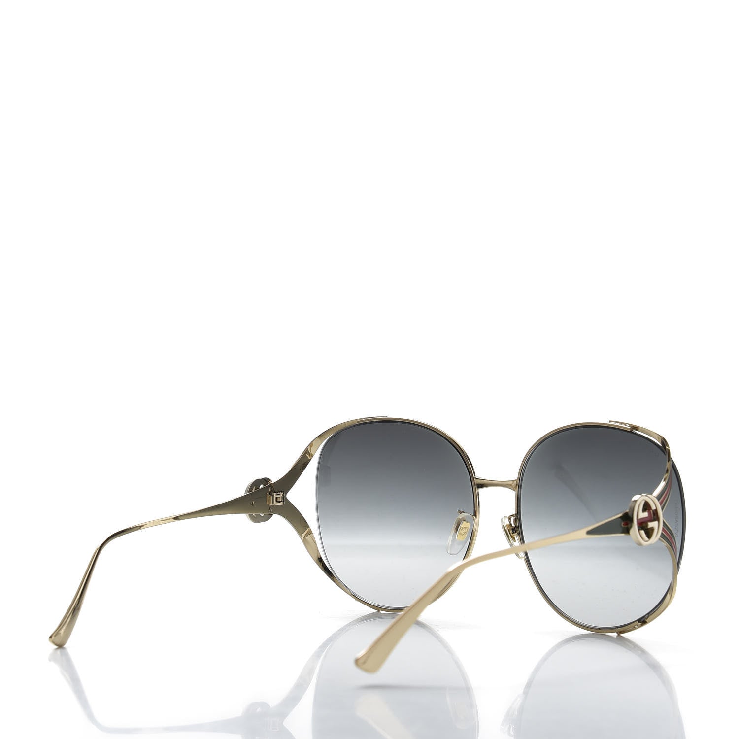 Gucci Metal Oversized Round Frame GG0225S Sunglasses Gold 4 of 8