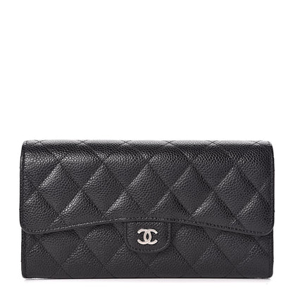 Chanel Caviar Quilted Large Flap Gusset Wallet Black 1 of 9