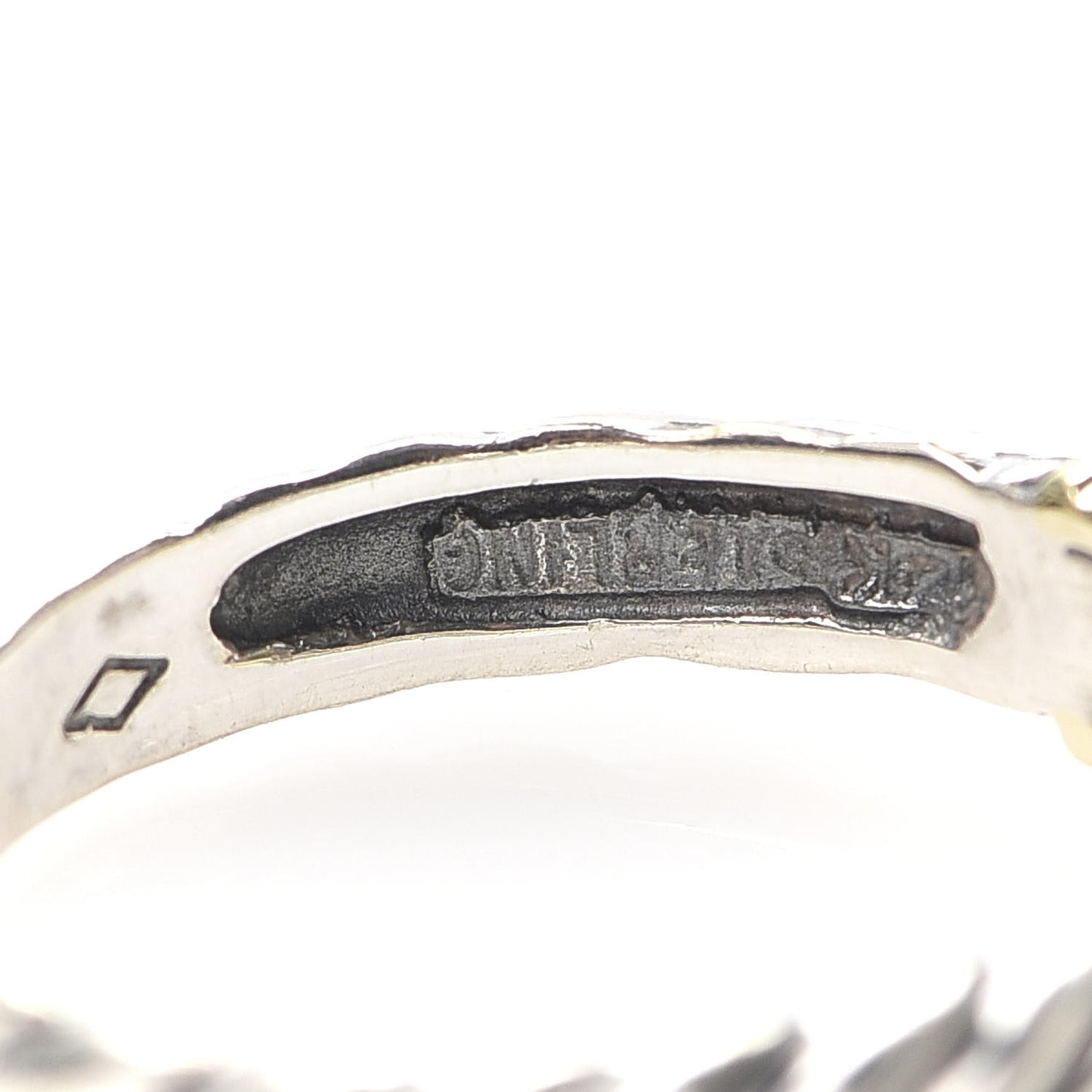 Sterling Silver 14K Yellow Gold Amethyst Metro Cable Ring 54 6.75