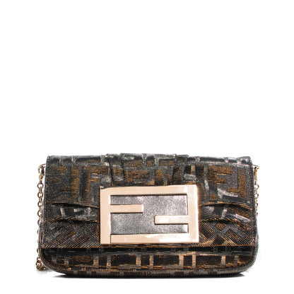 Fendi Metallic Lurex Zucca Mia Pochette Gold Silver 1 of 10
