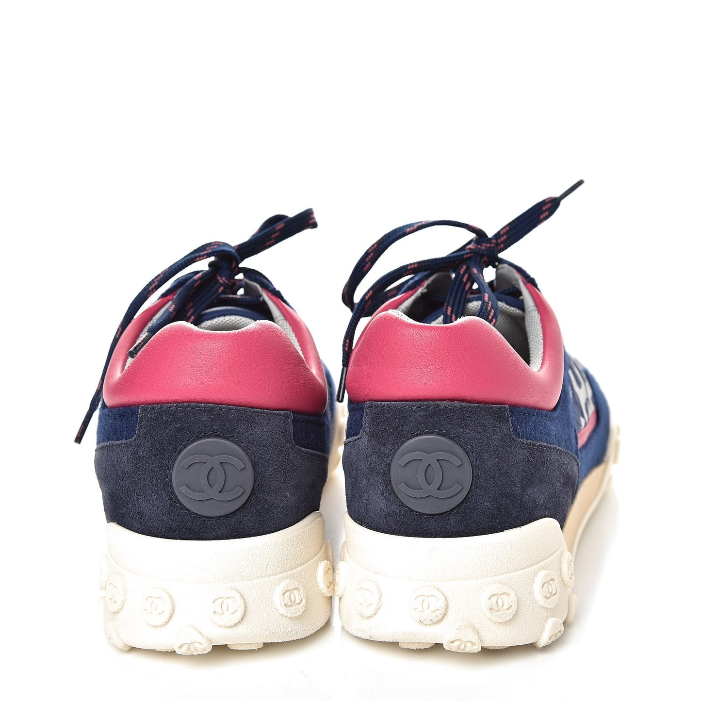Wool Nylon Lambskin Suede Calfskin Womens Logo Sneakers 39 Navy Pink