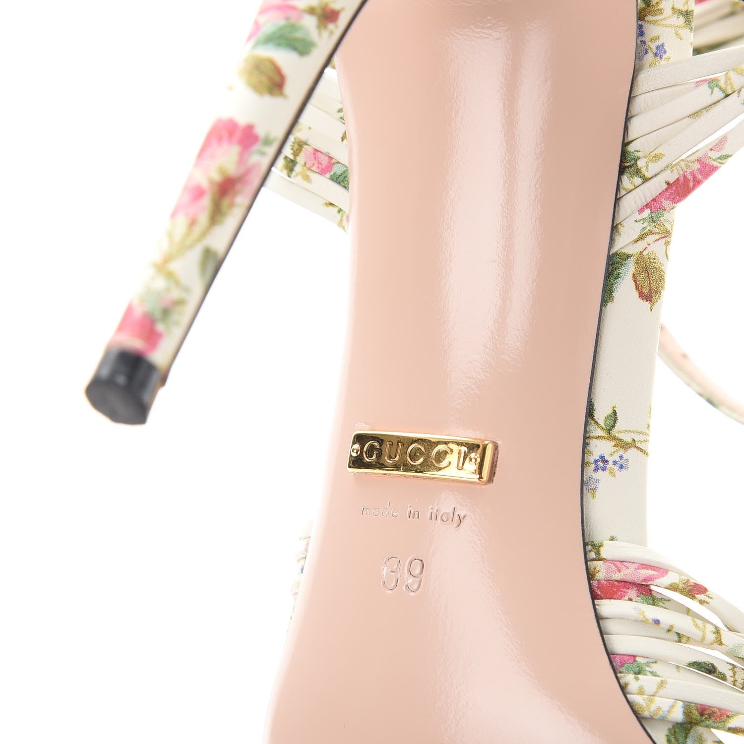 Gucci Calfskin Calico Print Allie Sandals 39 Ivory Multicolor 8 of 11