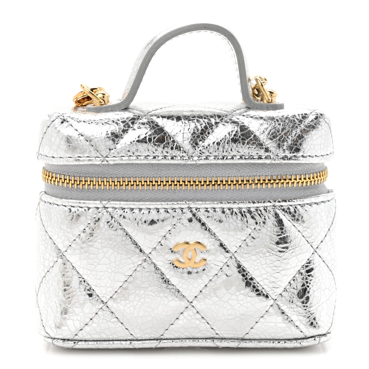 Chanel Metallic Calfskin Quilted Mini Vanity Bag Charm With Hook