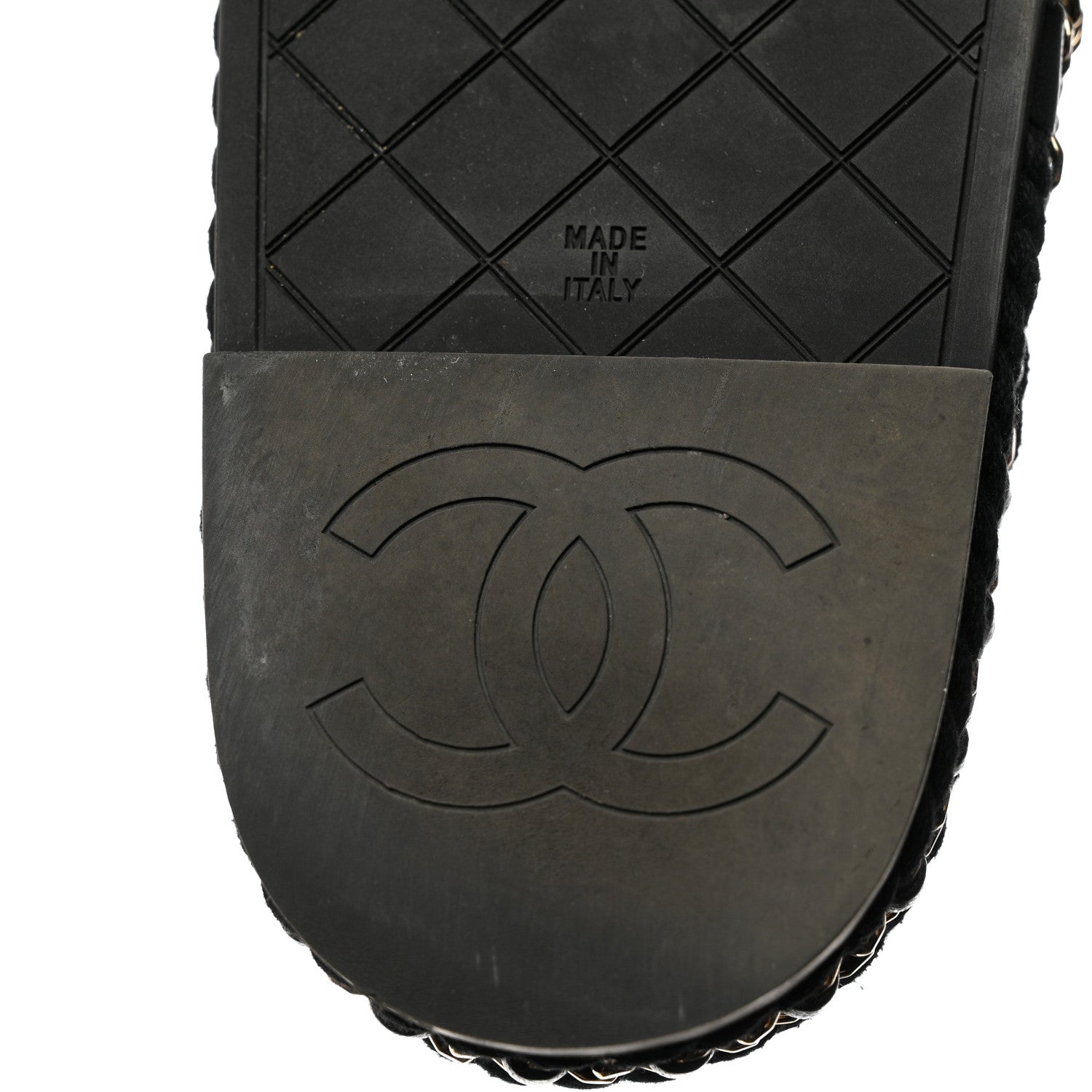 Chanel Lambskin Cord Chain CC Sandals 36 Black 8 of 12