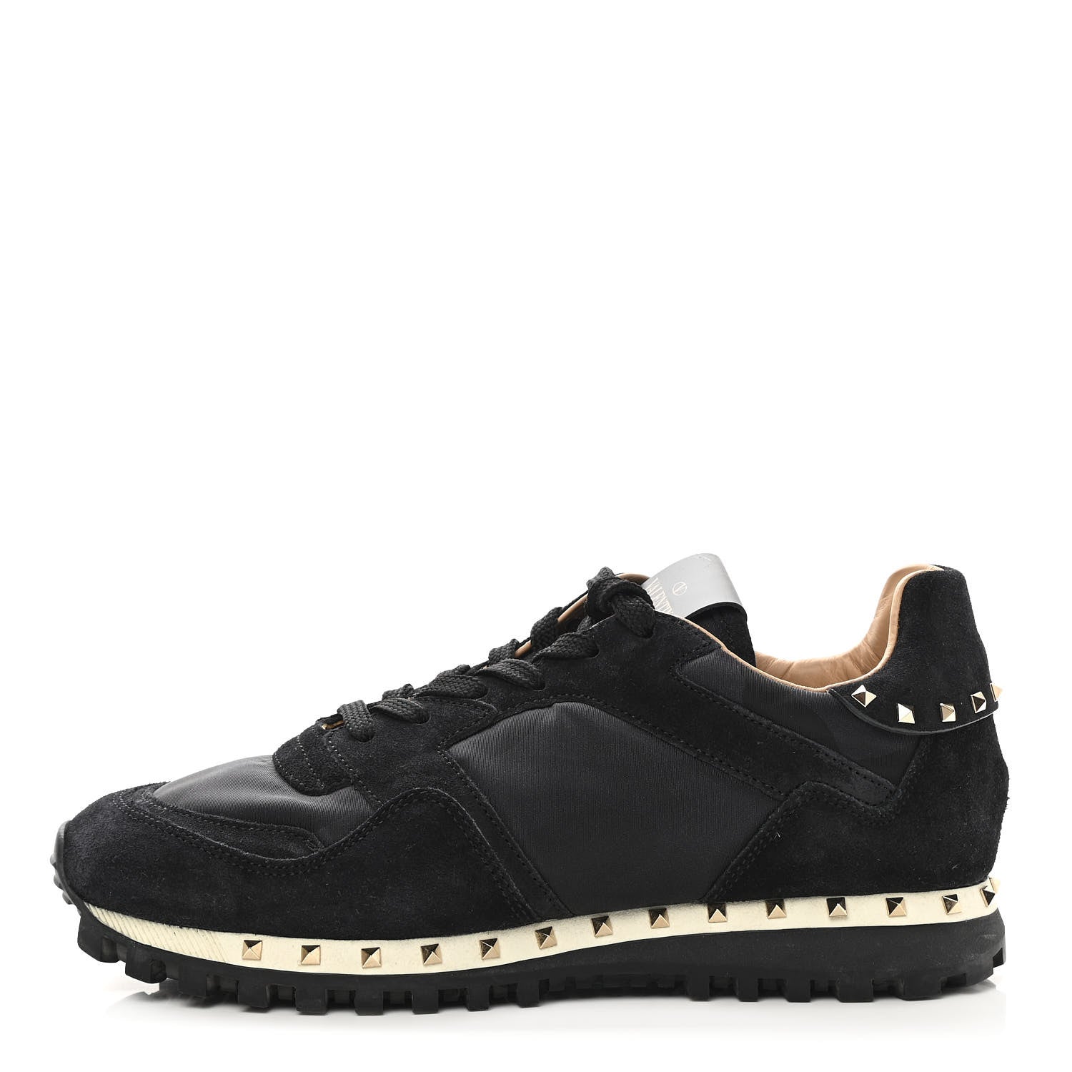 Valentino Garavani Suede Nylon Camouflage Womens Soul Rockstud Sneakers 37 Black 1 of 9