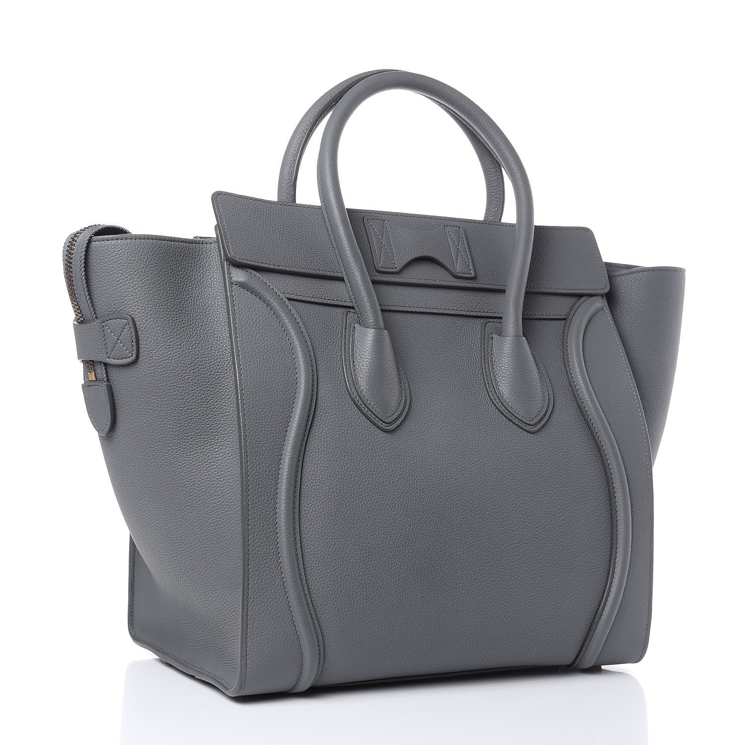 Celine Drummed Calfskin Mini Luggage Kohl 3 of 10