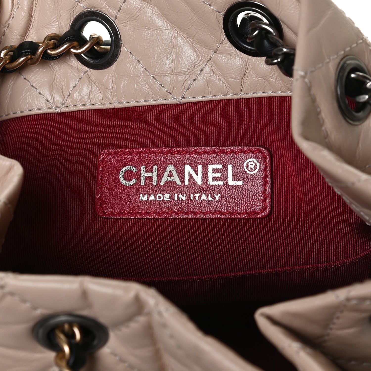 Chanel Aged Calfskin Quilted Small Gabrielle Backpack Beige Black 6 of 13