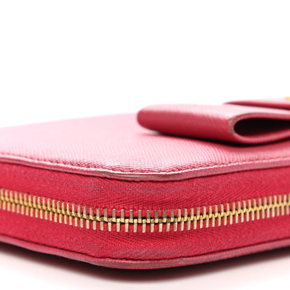 Prada Saffiano Fiocco Bow Zip Around Wallet Peonia 11 of 13