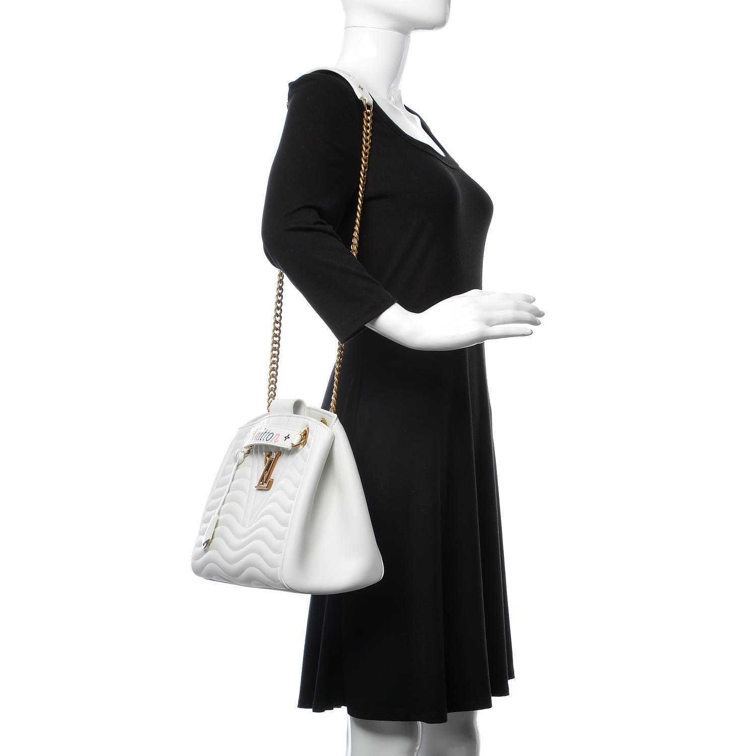 Louis Vuitton Calfskin New Wave Chain Tote Snow 2 of 11