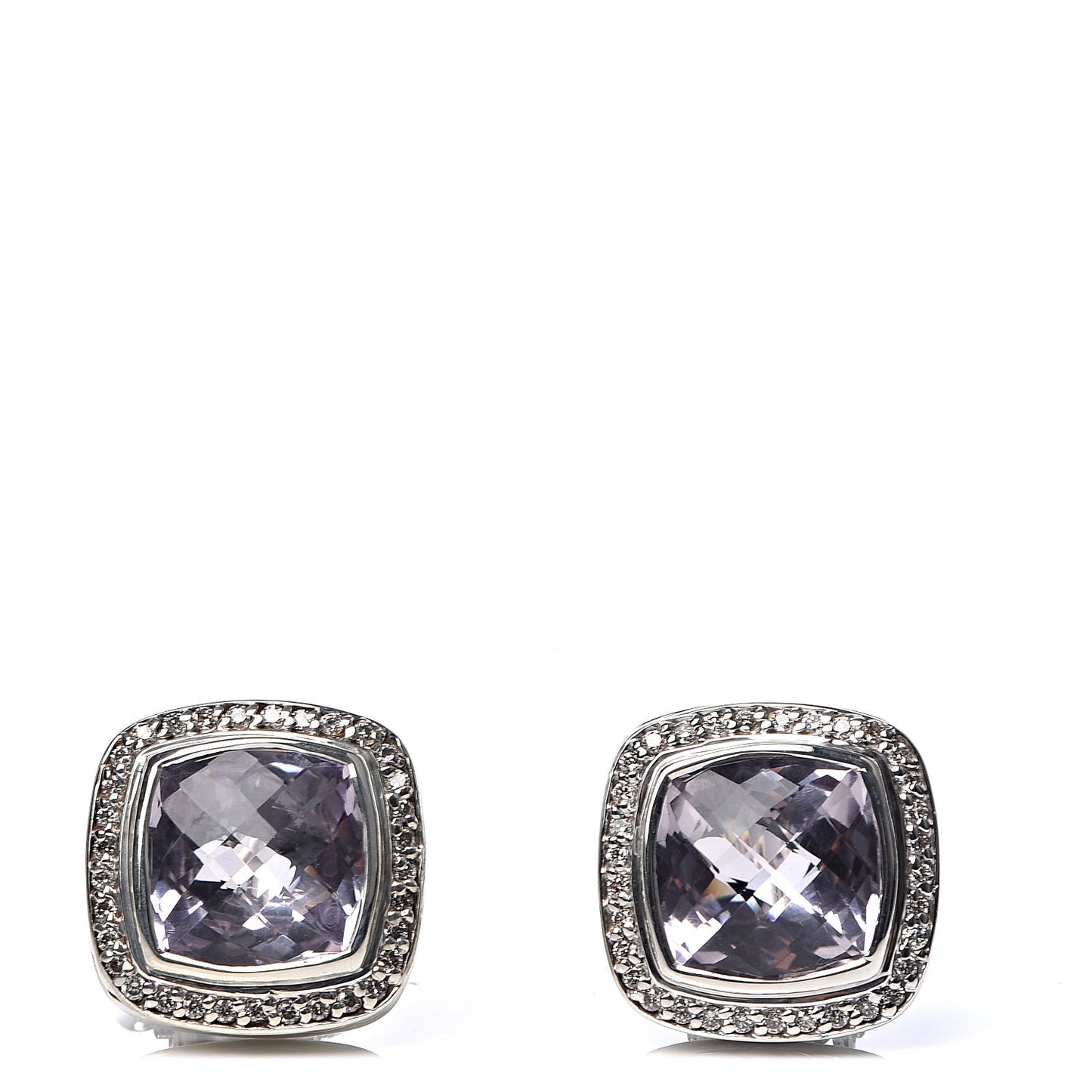 Sterling Silver Lavender Amethyst Diamond 11mm Albion Earrings