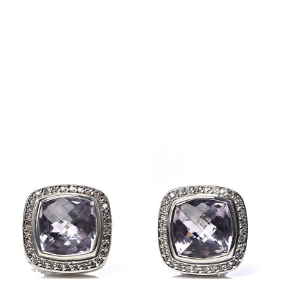 David Yurman Sterling Silver Lavender Amethyst Diamond 11mm Albion Earrings 1 of 4