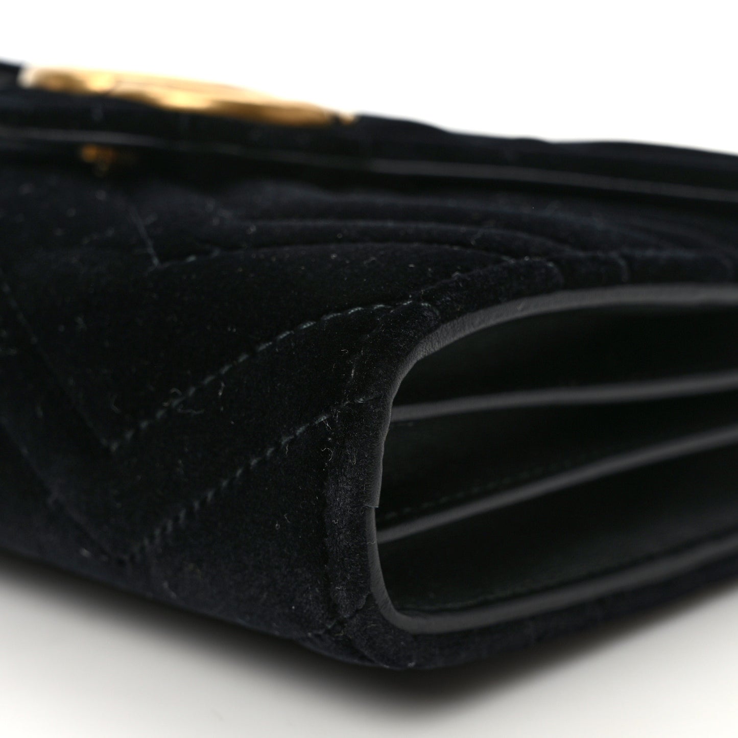 Velvet Matelasse GG Marmont Chain Wallet Black