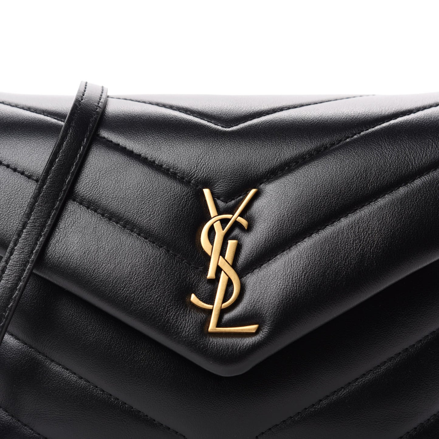 Calfskin Y Quilted Monogram Toy Loulou Crossbody Bag Black