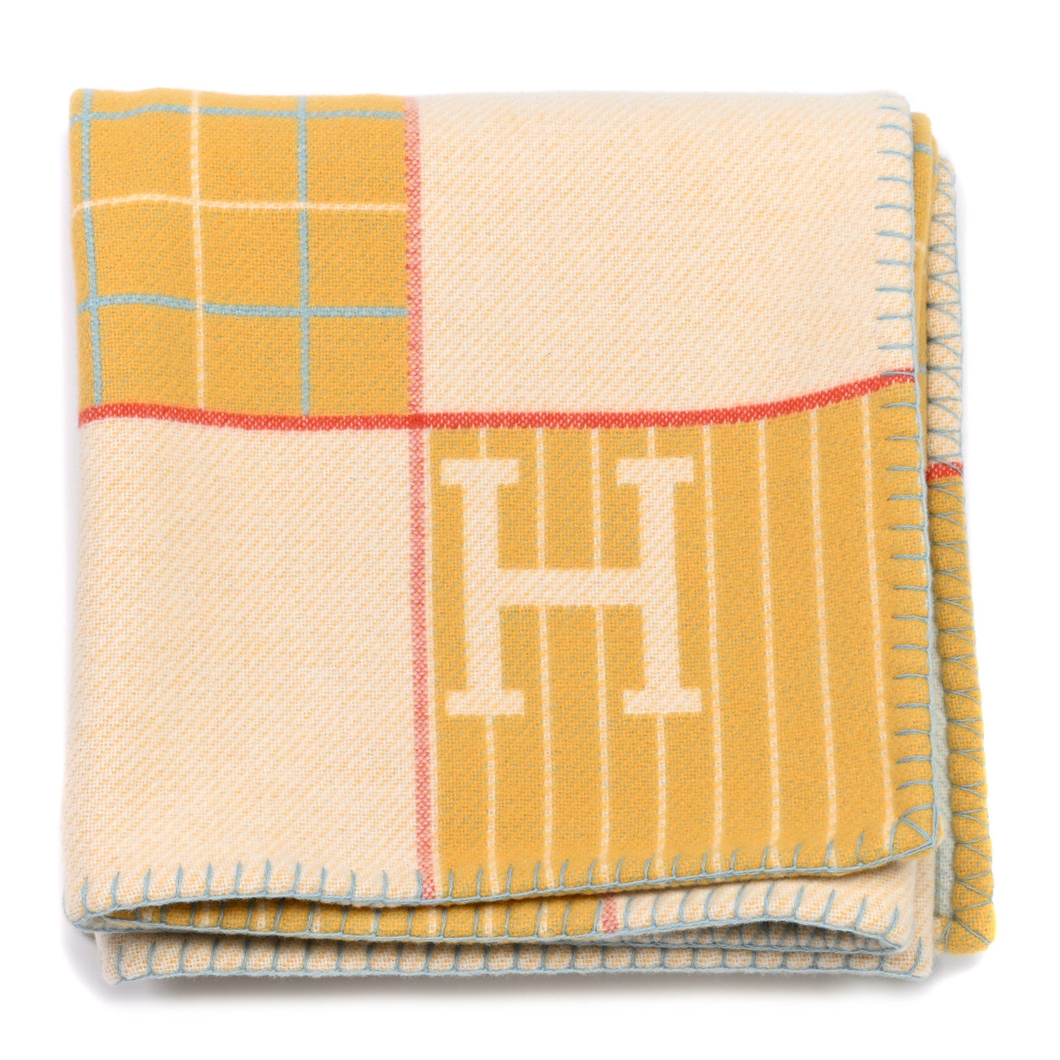 Hermes Wool Cashmere Avalon Passe-Passe Blanket Miel 1 of 6