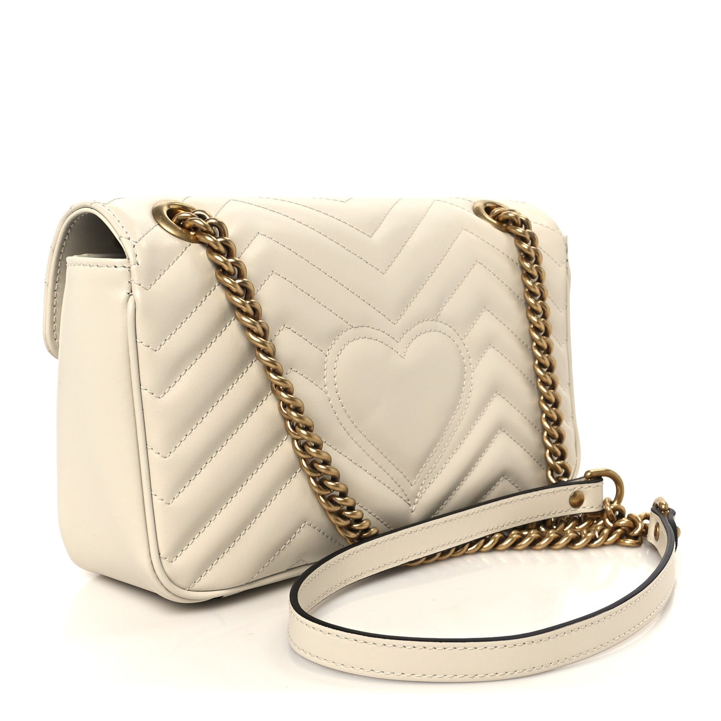 Calfskin Matelasse Small GG Marmont Shoulder Bag White