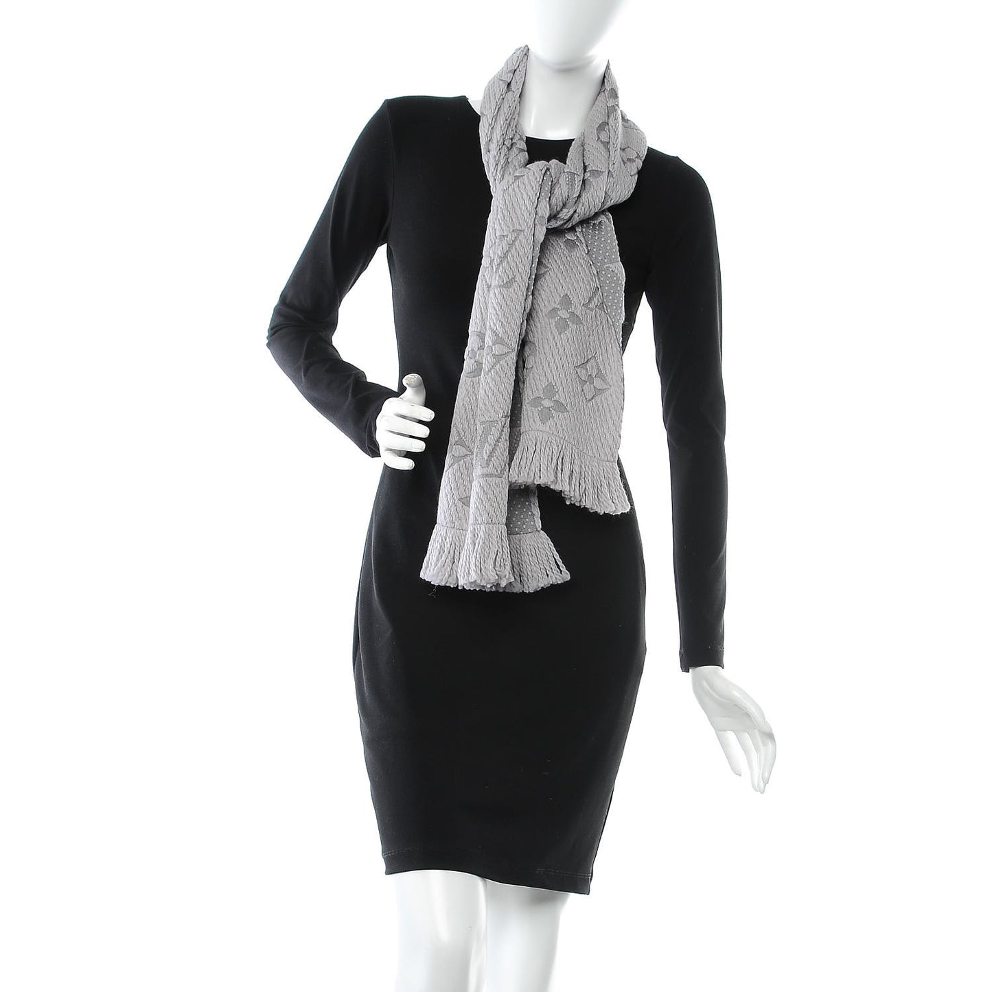 Wool Silk Logomania Scarf Pearl Grey