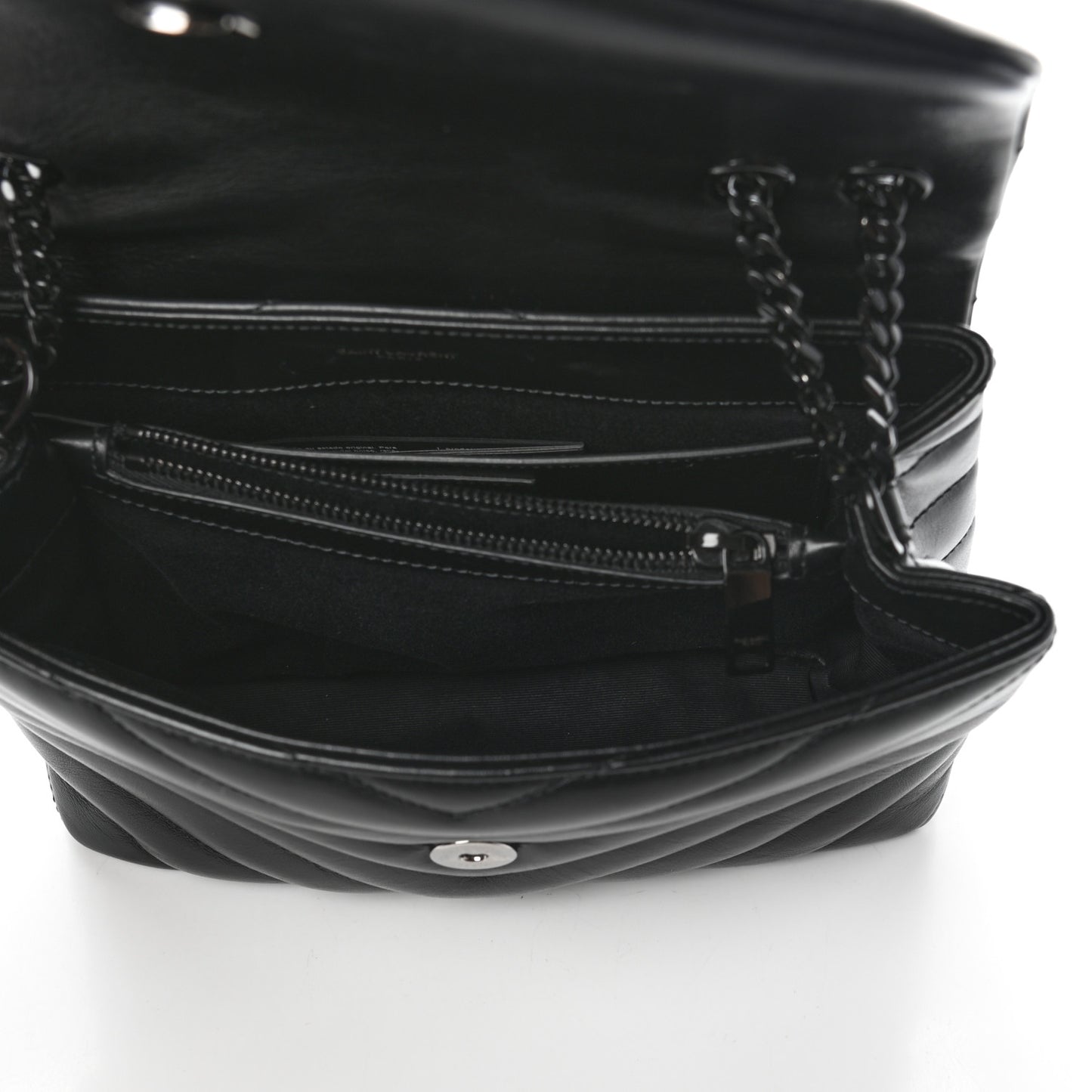 Calfskin Y Quilted Monogram Small Loulou Chain Satchel Black