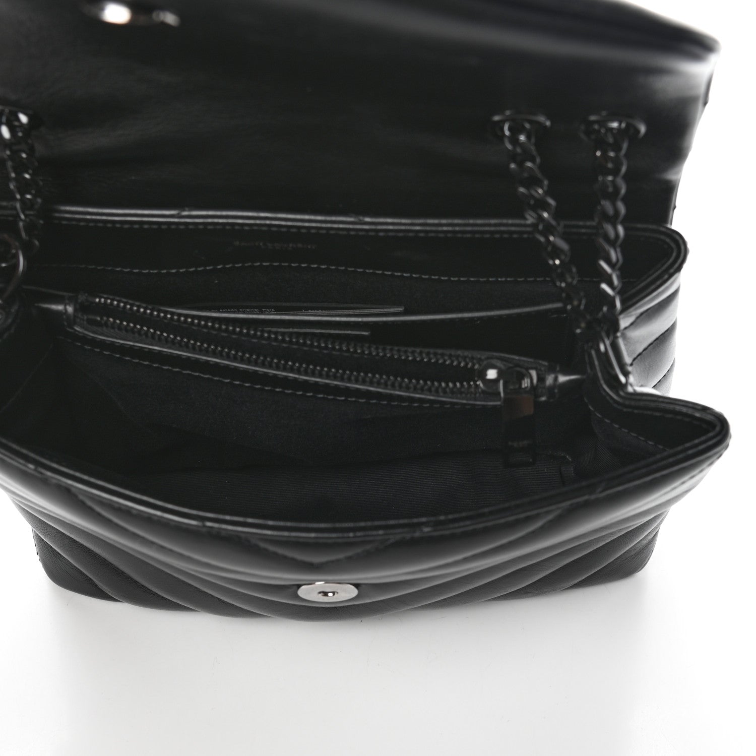 Saint Laurent Calfskin Y Quilted Monogram Small Loulou Chain Satchel Black 5 of 9