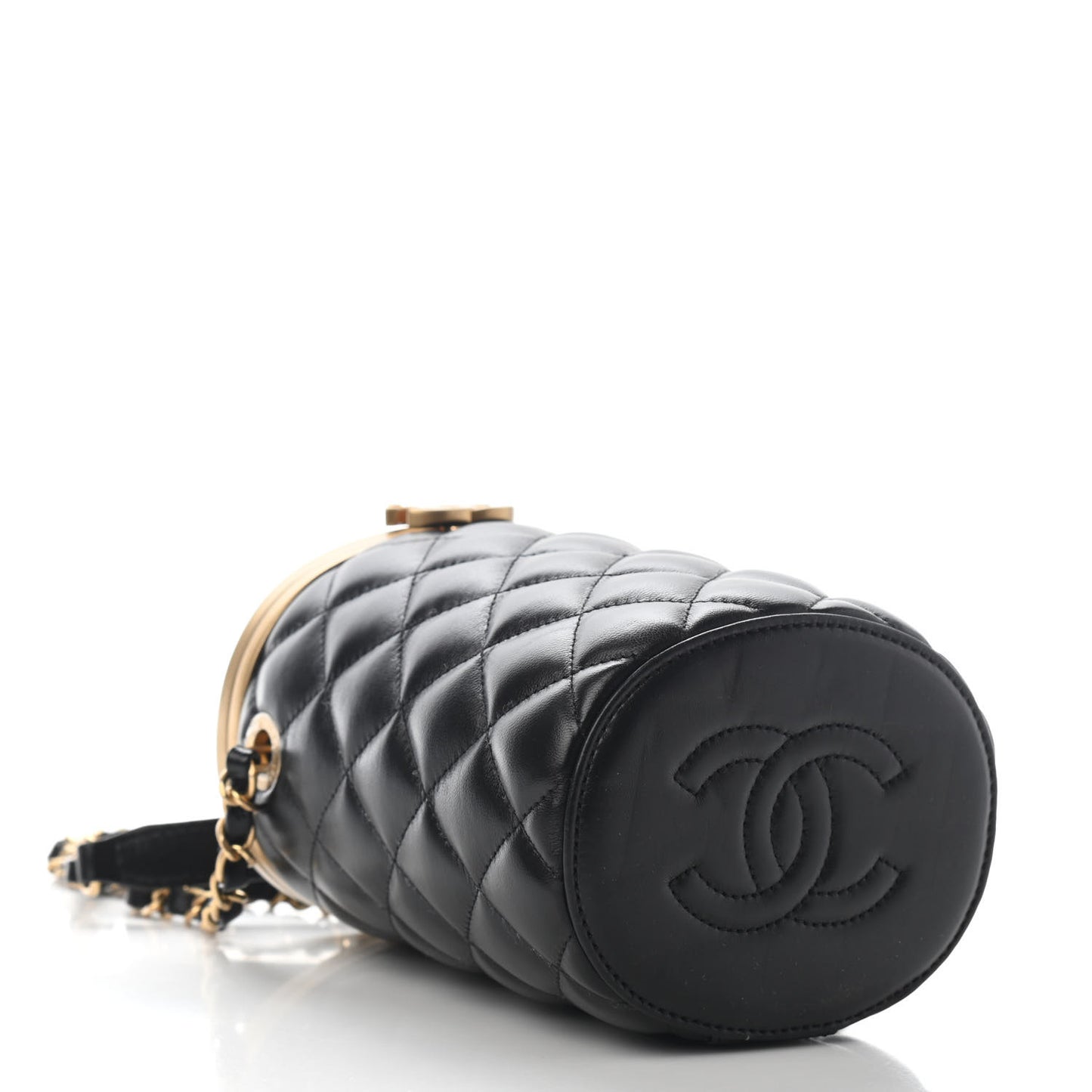 Lambskin Quilted Crown Box Bag Black