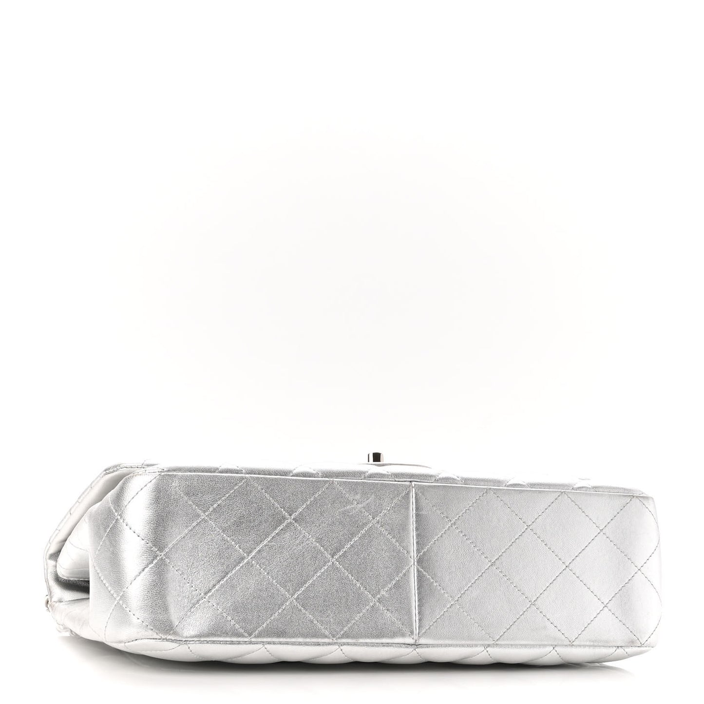 Metallic Lambskin Quilted Jumbo Single Flap Silver