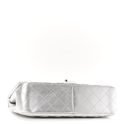 Chanel Metallic Lambskin Quilted Jumbo Single Flap Silver 4 of 10