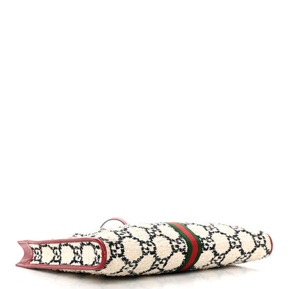 Gucci Tweed GG Monogram Large Rajah Chain Tote White Black Romantic Cherry 5 of 19