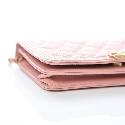 Chanel Caviar Quilted Boy Wallet On Chain WOC Light Pink 9 of 11