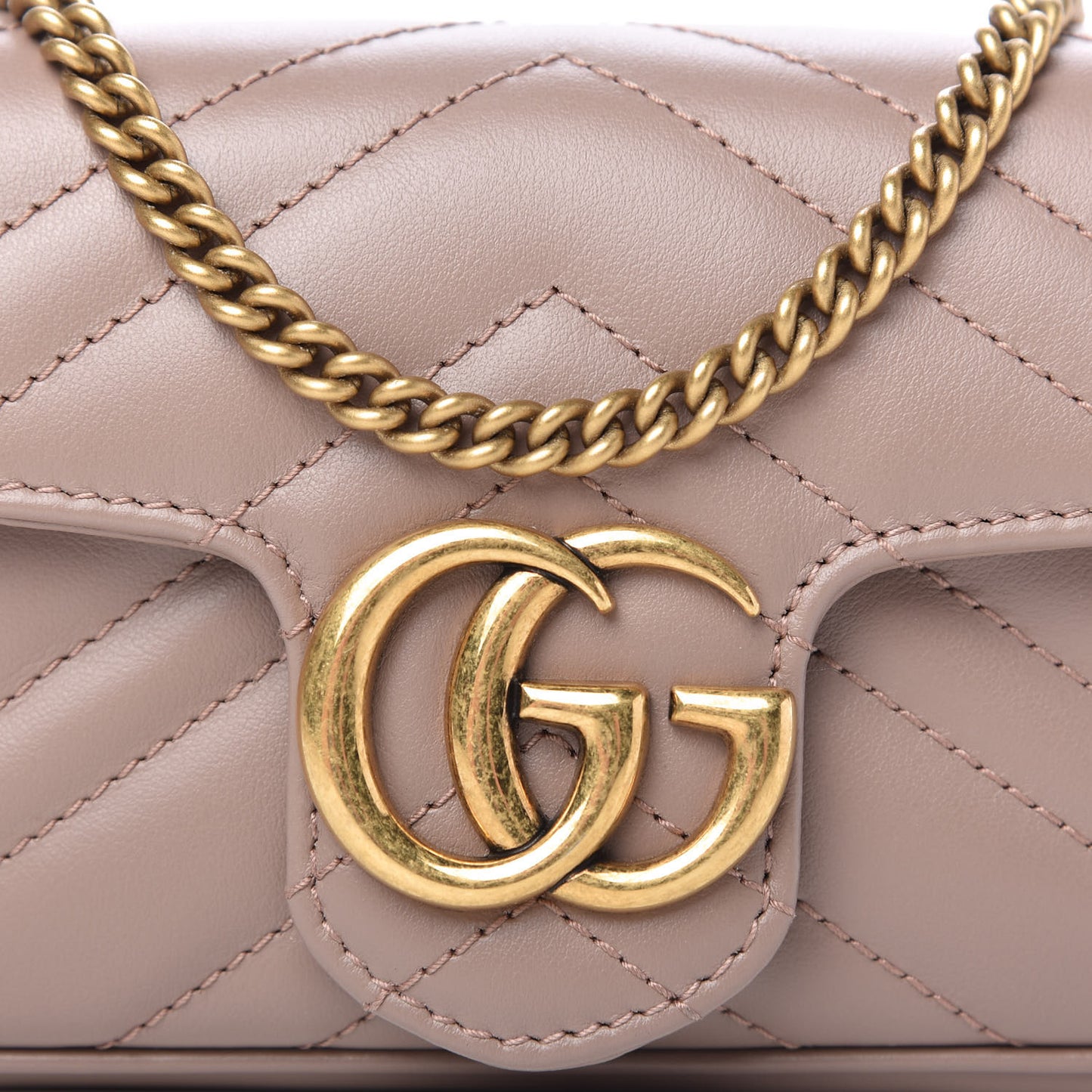 Calfskin Matelasse Super Mini GG Marmont Shoulder Bag Porcelain Rose