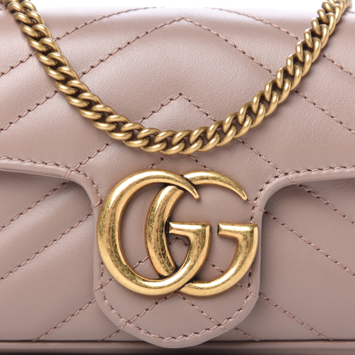 Gucci Calfskin Matelasse Super Mini GG Marmont Shoulder Bag Porcelain Rose 10 of 10