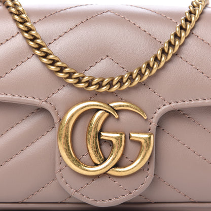 Gucci Calfskin Matelasse Super Mini GG Marmont Shoulder Bag Porcelain Rose 10 of 10