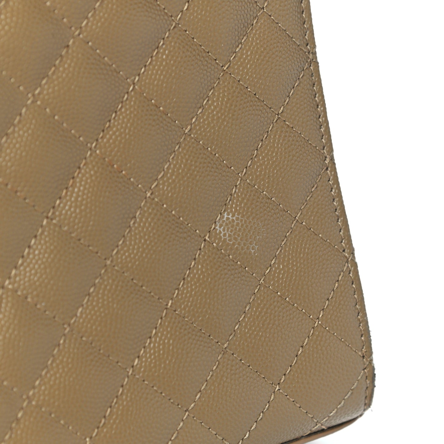 Grain De Poudre Textured Mixed Matelasse Medium Triquilt Monogram Satchel Dark Beige