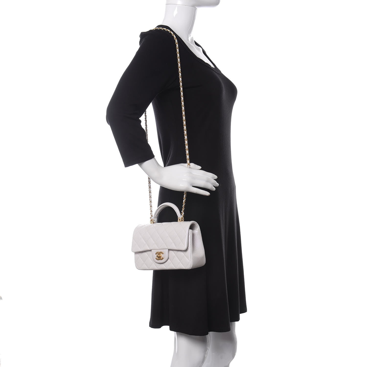 Chanel Iridescent Lambskin Quilted Mini Top Handle Rectangular Flap White 2 of 9