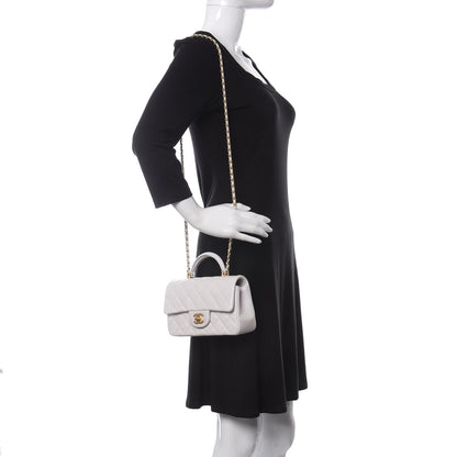 Chanel Iridescent Lambskin Quilted Mini Top Handle Rectangular Flap White 2 of 9