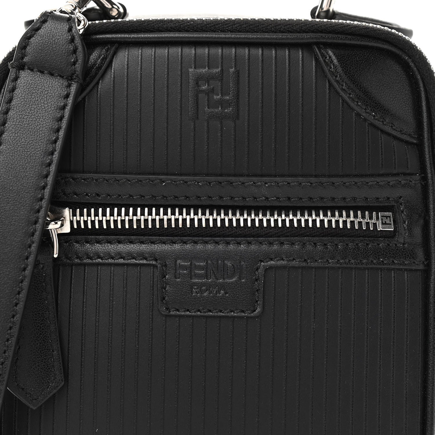 Fendi Vitello Astro Rubber Effect Mini Trolley Bag Black 7 of 9