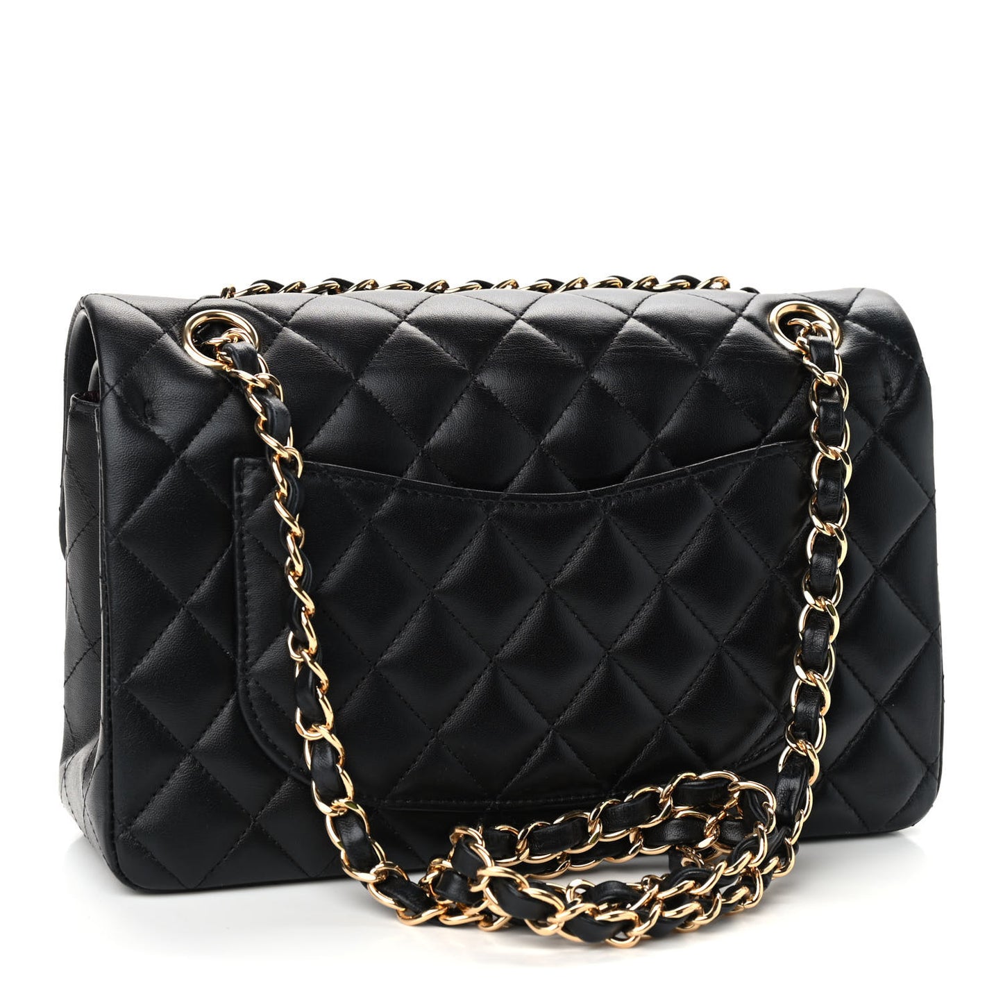 Lambskin Quilted Small Double Flap Black