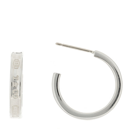 Tiffany Sterling Silver 1837 Small Narrow Hoop Earrings 1 of 4