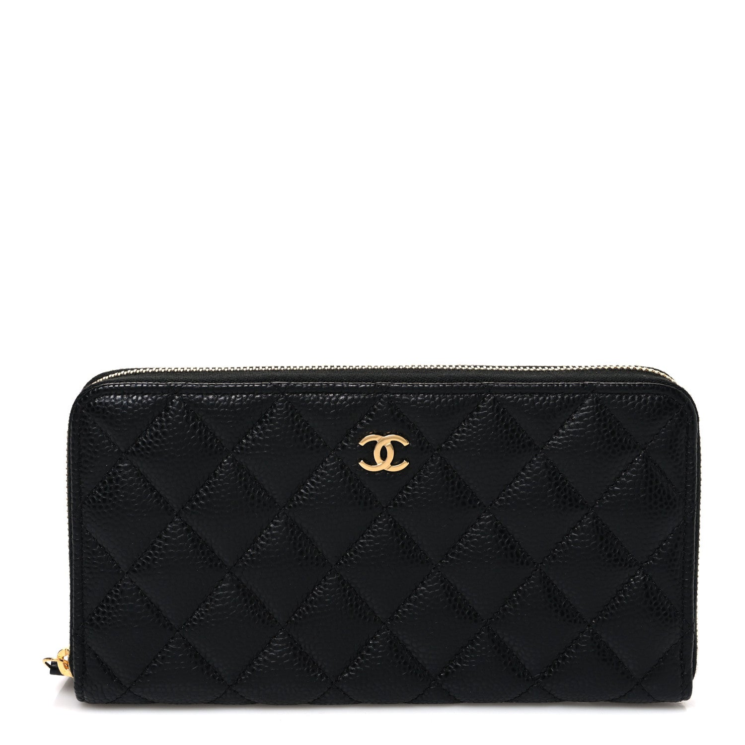Chanel Caviar Quilted Large Gusset Zip Around Wallet Black 1 of 8